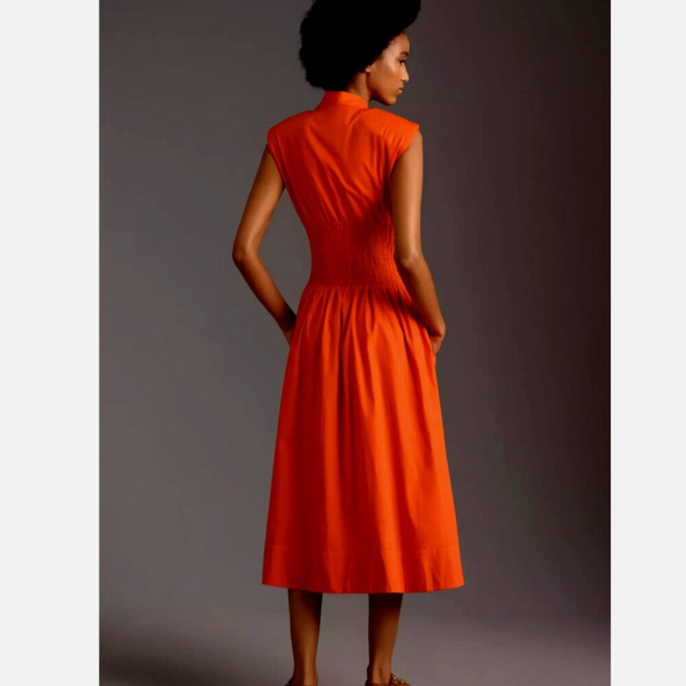 Anthropologie The Tommie Zip-Front Midi Shirt Dress L NWT Red Orange Large - Picture 8 of 8